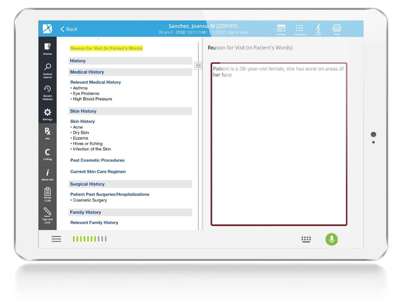 Dermatology EHR HIPAA-Compliant Dictation