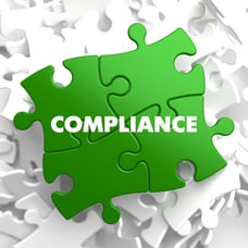 Compliance on Green Puzzle on White Background.